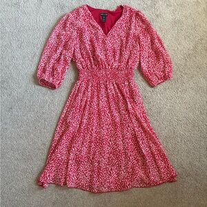 Charming Red and White Floral Midi Dress